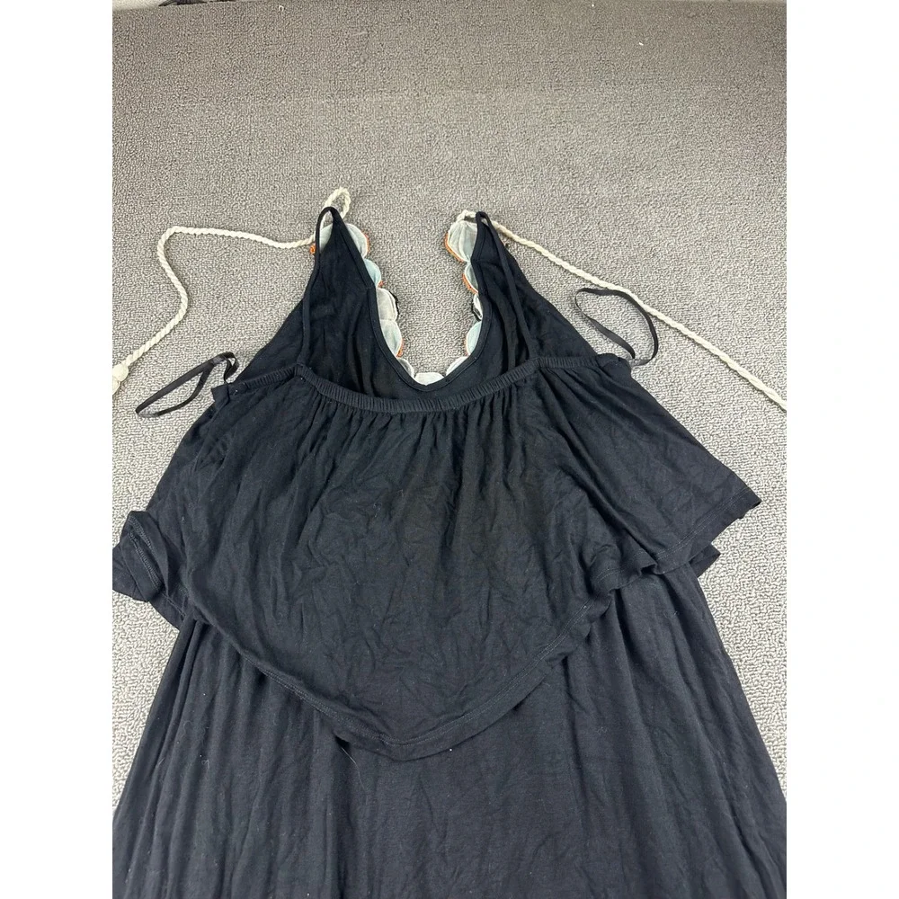 VaVa by Joy Han‎ Maxi Dress Women S Black Bead Embellished Ruffle USA Made Boho